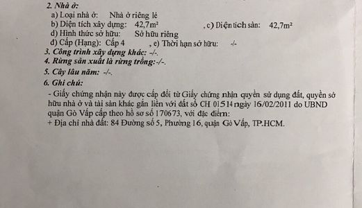Bán Nhà 2 Mặt Tiền 3,75X15M Đường Số 5 Gò Vấp