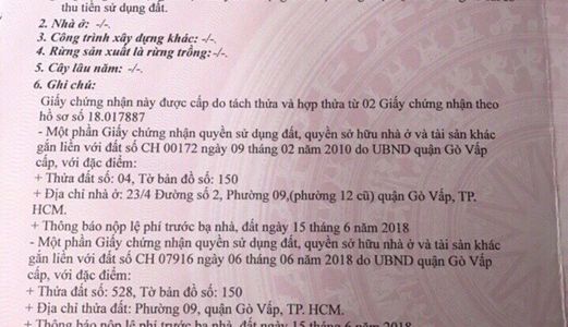 Bán Gấp Lô Đất Thổ Cư 4X10M Đường Cây Trâm