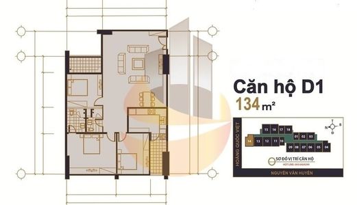 Chính Chủ Bán Chung cư 60 Hoàng Quốc Việt, Căn Tầng 1014, Diện tích 134M2, 3 Phòng ngủ