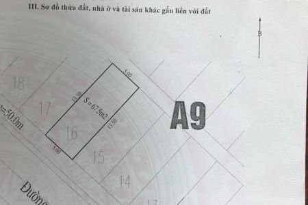 Bán Lô A9 - 16 Phân Lô Tái định cư Bãi Muối, P. Cao Thắng - Diện tích: 67.5M2, Mặt tiền 5M. Hướng: tây nam!