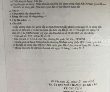 Lô Đất Biệt Thự 205M² Phường 6 Gò Vấp Có Sổ Hồng