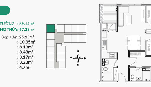 Chung Cư Căn Góc 3 Phòng ngủ Giá Rẻ Ngay Tại Trung Tâm Tp. Bắc Giang - Areca Garden. LH: 0888921093