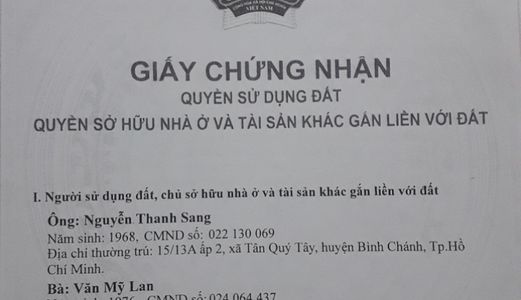 Cần Bán Ngay Lô Đất Bình Chánh