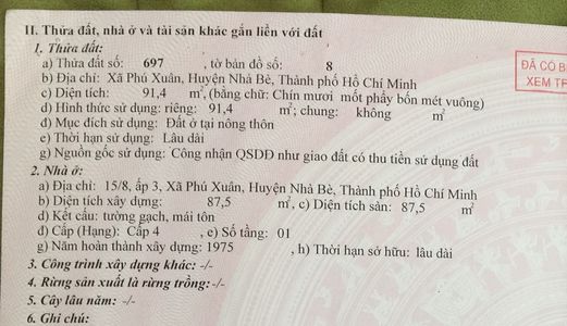 Bán Nhà Mặt Tiền Huỳnh Tấn Phát . Diện tích: 3.5X26M. Giá 6.7 Tỷ .