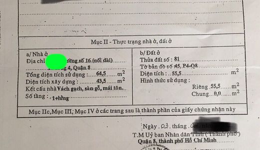 Bán Nhà Đường Hồ Thành Biên (Đường 16) Phường 4 Quận 8.