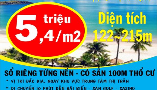 Đất Nền Thổ Cư Hồ Tràm 5Tr4/m2 - Sổ Riêng - Trung Tâm Tt Bà Tô