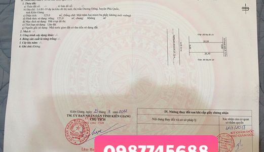 Bán Nền 67Ha Khu Đô Thị Bắc Dương Đông - Phú Quốc - Kiên Giang