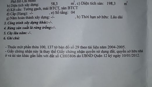 Chính Chủ Bán Nhà 4 Tầng Đường Huỳnh Thị Hai, Quận 12 Cách Bệnh Viện Quận 23 Khoảng 2Km