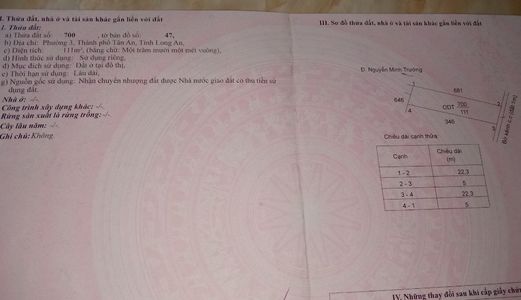 Chính Chủ Bán Đất Thổ Cư Nguyễn Minh Trường Phường 3 Tân An Long An 110M2