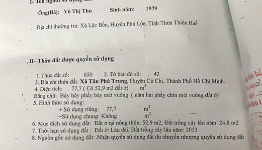 Bán Nhà Đường 101 Ấp Giữa,tân Phú Trung Củ Chi