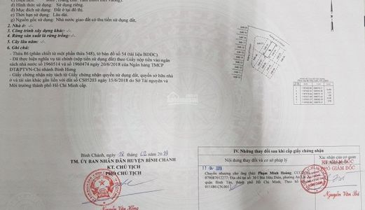 Cần Tiền Bán Gấp Đất Mặt Tiền Đường Lô 2 Ấp 7, Xã Lê Minh Xuân, Sổ hồng riêng, giá 1 Tỷ 2