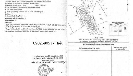 Mở Bán 28 Nền Đất Kdc Hai Thành Đường Lê Ngưng , Bình Tân, 1Tỷ5/nền Sổ Riêng , Hiếu:0902680537