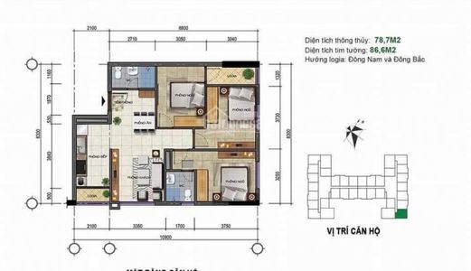 Bán Gấp Chung Cư 282 Nguyễn Huy Tưởng Căn Đẹp Nhất 3 Phòng Ngủ B09 Tòa B, Dt 78.7M2, 25.5Tr/m2. Lh 0568102309
