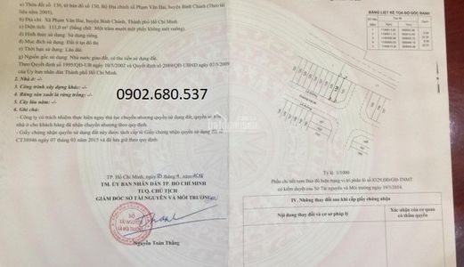 Cần Tiền Bán Gấp Lô Đất Khu Dân Cư Phạm Văn Hai , Bình Chánh, Giá 1 Tỷ 7, Diện tích 110 m2, Sổ Riêng