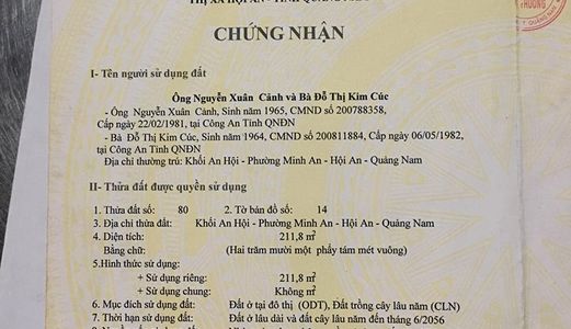 Bán Đất Chính Chủ Thuận Kinh Doanh, Buôn Bán Tại Phố Cổ Hội An, Quảng Nam