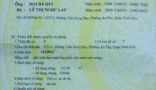 Bán Nhà Mặt Tiền Đường Trần Bình Trọng, An Phú, Ninh Kiều, Cần Thơ.