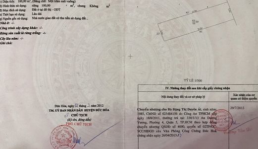 Bán Gấp Đất Chính Chủ 670Tr -5X20- Shr- Chợ Đức Hoà- 0933789120