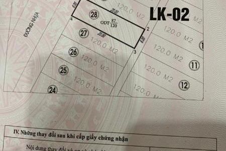 Tôi Cần Bán Lô Lk2-28 Kđt Thẩm Gia. Dt:120M2,Mt:6M.Hướng:Tây Bắc View Vịnh !!!