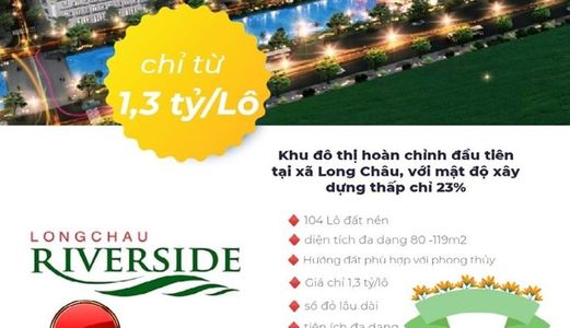 Đất Nền Dự Án Long Châu Riverside - Mặt Tỉnh Lộ 286 Yên Phong Bắc Ninh ,  Giá Từ 1,3 Tỷ 0967880094