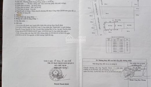 Đất Sổ hồng riêng Mặt tiền Đường Nguyễn Trung Nguyệt, Bình Trưng Đông, Q2 Giá 1,2 Tỷ /90M2 Đầu Tư Lợi Nhuận Cao