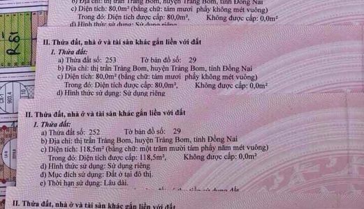 Bán Đất Mặt Tiền Đường Hùng Vương. Ngay Trung Tâm Thị Trấn Trảng Bom.hỗ Trợ Vay N.h 60% Giá 600Tr