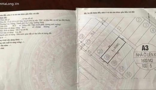 Bán Lô A3-19 Tđc Bãi Muối,p.cao Thắng. Diện tích:80M2,mt:5M.h:tây Nam !!!