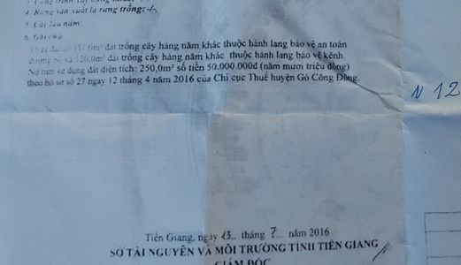 1271M2 Đất Nền Ven Đê Cống Rạch Bùng Biển Gò Công