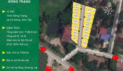 Chính Chủ Cần Tiền Bán Lô Đất Thổ Cư Tại Đồng Trạng Cổ Đông Sơn Tây, Gần Trường Sĩ Quan Lục Quân